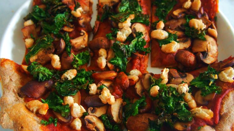 Mushroom, Kale, & White Bean Pizza